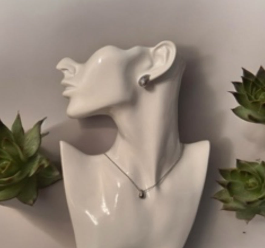 Aguita set | collar y pantallas plata